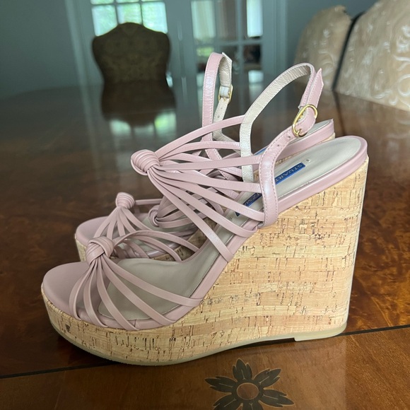 STUART WEITZMAN
Seascape Leather & Cork Platform Wedge Sandals - Picture 6 of 9